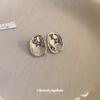Pendientes geométricos de metal irregular con aguja plateada, diseño simple, pendientes que combinan con todo, personalidad, temperamento, pendientes de moda, venta al por mayor para mujeres