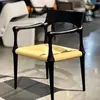 Silla de Comedor de Madera Maciza y Ratán Silla de Ocio B&B Medieval Silla de Ratán y Madera Maciza con Respaldo Silla de Ratán y Cuerda de Cáñamo para Interiores