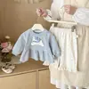 Conjunto de Ropa para Bebé de Primavera Estilo Coreano Dibujos Animados Romper Dulce de Princesa para Niñas Pequeñas Romper de 100 Días para Salidas