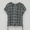 Camisa Casual Versátil Juvenil de Moda Coreana con Capucha, Cintura Ajustable con Cordón Lateral, Manga Corta