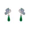 Novos brincos de zircônia cravejada borboleta pendente brincos com pino de prata s925 brincos de moda de luxo de nicho fabricantes atacado
