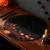 Tapete Redondo de Mesa de Lino para Halloween de Amazon Transfronterizo Anti-quemaduras Antideslizante Entrada de Restaurante Lugar de Comida Occidental Se Puede Personalizar