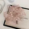 Elástico de Cabelo de Tule Leve e Delicado com Pedraria, Corda Artística de Seda Brilhante para Cabelo, Scrunchie Simples para Rabo de Cavalo, Acessório de Cabelo