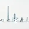 Tornillo combinado de tres piezas con cabeza hexagonal externa ranurada en cruz de acero al carbono grado 8.8 galvanizado con arandela elástica plana en stock M3