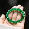 Directo de Fábrica Cabello Grado 7A Ágata Verde Natural Anillo Liso Pulsera para Hombres y Mujeres Pulsera de Ágata Cinco Elementos Joyería al por Mayor