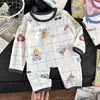 Novos conjuntos de pijamas térmicos casuais de outono e inverno para meninos e meninas, com estampas de desenhos animados