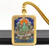 Thangka Dourado Meio Pintado à Mão em Aço Titânio, Tara Verde, Tara Branca, Buda da Medicina Thangka, Amuleto de Buda Portátil, Produtos Culturais e Criativos de Templo