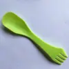 Suministro de fábrica cuchillo, tenedor y cuchara de plástico tres en uno vajilla doble cabezal multifuncional vajilla creativa para exteriores portátil cuchara