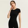 Nova Roupa de Yoga de Manga Curta com Bojo Camiseta Feminina Justa Elástica Curta Expondo o Umbigo Top para Corrida Esportes Fitness