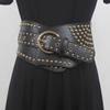 [Uso universal] Cinturón ancho retro con remaches de cintura decorativa para vestido camisero vintage Millennium