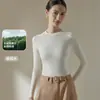 Nueva camisa básica cálida de Lyocell de corte ajustado para mujer de otoño e invierno, top de otoño simple de color liso de manga larga, se puede usar como prenda exterior