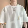 Camiseta Masculina de Manga Curta de Seda Gelada de Comércio Exterior 2025 Nova Tendência Moda Jovem Marca Camisa Masculina de Manga Curta Solta
