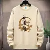 Sudadera Nueva para Hombre de Primavera y Otoño Pulóver de Tejido Compuesto para Hombre Cuello Redondo Holgada Talla Grande Deportiva Casual Dragón Chino Pesado