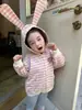Sudadera con Cremallera y Orejas de Conejo a Rayas para Niña 2026 Nueva Moda de Otoño Sudadera con Capucha Infantil para Abrigo