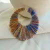 Pendientes Trenzados Envueltos en Hilo de Felpa Simples y Elegantes, Pendientes Redondos Coloridos Hechos a Mano con un Toque de Lujo para Mujeres