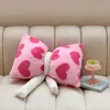 Almofada de pelúcia com laço de coelho sintético para coração de menina, almofada decorativa fofa para sofá e bay window, almofada removível para suporte lombar de carro