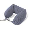Almohada en forma de U a rayas estilo japonés con partículas de espuma, Almohada de cuello portátil para viajes en avión, Almohada en forma de U para siestas en el coche