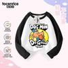 Cachorro Detetive Dog Man Roupas Infantis Camiseta de Manga Longa para Meninos Roupa de Primavera Top de Primavera e Outono para Meninos Camiseta Básica de Algodão Infantil