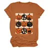 Amazon eBay sitio independiente moda casual versátil mujer nueve calabaza fantasma murciélago gato negro cuello redondo manga corta