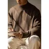 Suéter de Lana Lyocell de 7 Agujas con Cuello Alto para Hombre, Estilo Old Money Otoño/Invierno 2026, Suéter Cálido y Grueso de Punto Acanalado