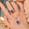 Collar con Colgante Cuadrado de Rosa Seca Imitación Alejandrita Anillo Huevo de Paloma Color Diamante Morado Alto Carbono Traje Mujer