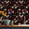 Pegatina de Pared Floral Romántica Autoadhesiva Papel Tapiz Resistente a la Humedad y al Moho Ecológico Lujo Ligero Decorativa para Pared de Dormitorio Armario Renovación
