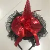 Decoração de Halloween Renda Lantejoula Chapéu de Bruxa Faixa de Cabeça Chapéu de Festa Mágica de Bruxa Faixa de Cabeça Festa à Fantasia