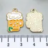 Accesorios para Joyería DIY Transfronterizos Trébol de Cuatro Hojas de la Suerte Festival de Cerveza Irlandesa Pendientes Colgante Llavero de Aleación Encanto
