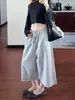 Pantalones casuales de mujer estilo coreano, holgados, con dobladillo enrollado, cordón, cropped, de pierna recta ancha, deportivos, para verano, finos