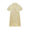 Calças de Sarja de Viscose Estilo Literário com Bolso com Aba Conjunto de Pijama com Pequena Lapela Bordada Camisola Opcional Multicor Roupa de Casa