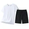 Traje Casual Deportivo Transpirable de Seda Helada Estilo Nuevo de Verano para Hombre Talla Grande Camiseta de Manga Corta Pantalones Cortos Conjunto de Dos Piezas 8XL