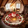 Alfombra Redonda de Terciopelo de Cristal Navideño con Ilusión 3D, Decoración Festiva para Sala de Estar, Antideslizante, Engrosada, Alfombra para Mesita de Noche de Dormitorio
