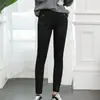 Calças Casuais de Algodão Lavado de Cintura Alta para Mulheres, Calças Longas Justas de Alta Elasticidade, Roupa de Trabalho Estilosa, Calças de Estilo Coreano para Mulheres