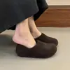 Zapatos estilo Birkenstock de suela gruesa, que aumentan la altura, completamente cerrados para mujer, nueva colección otoño/invierno 2026, uso versátil de dos maneras, forro de felpa, mocasines, mules