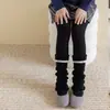 Calcetines de algodón para niña Shoeshang para otoño e invierno, calcetines apilables de cachemir con bordes acanalados y volantes, calentadores de piernas para niños y bebés
