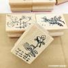 Carimbo de Borracha Artesanal DIY Criativo Fofo Selo de Ano Novo de Madeira Retrô com Flores e Grama Caderno Diário Álbum de Fotos Papelaria