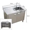 Gabinete de Cocina de Acero Inoxidable 304 Estilo Gabinete Fregadero Lavado de Manos Lavado de Verduras Fregadero de Gabinete Integrado Plataforma de Fregadero de un Solo Tazón