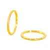 Anillo de Hielo Triturado Redondo de 2 mm de Oro Brillante 24K Estilo Igual de la Tienda Dorada Puzuo Anillo para Dedo Índice con Sentido de Alta Gama para Mujeres