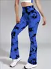 Nuevos Pantalones de Yoga Ajustados de Cintura Alta Sin Costuras Estilo Europeo y Americano Color Tie-Dye con Efecto Melocotón, Pantalones Acampanados, Pantalones Deportivos para Fitness, Leggings