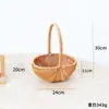 Cesta de mimbre sintético de mano para flores cesta de frutas floristería Día del Niño cesta de flores frescas cesta de almacenamiento recuerdo de fiesta cesta de flores de huevo posparto