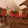 Pendientes de Abeja Europeos y Americanos de Acero Inoxidable Transfronterizos para Mujer, Color Dorado, Pendientes de Goteo de Aceite Creativos de Moda de Alta Gama, Venta al por Mayor de Joyería