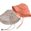 Sombrero de Pescador a Cuadros Pajarita para Mujer, Protección Solar UV de Verano, Ala Ancha Sombrero de Sol, Sombrero Cubo Parasol