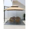 Juego de Mesa y Sillas de Exterior con Sombrilla Patio Balcón al Aire Libre Terraza Ratán Tejido Exterior Impermeable Estilo Ocio Madera Anticorrosión Mesa y Sillas