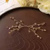 Cuerda de Hilo de Alambre de Cobre Retorcido Hecho a Mano Vintage Rama Bilateral Cuentas de Cristal Ramas de Flores DIY Hanfu Adornos para el Cabello Pasador para el Cabello Ramillete Accesorios