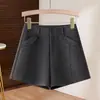 Pantalones cortos de lana para mujer otoño invierno 2026 nuevo estilo ropa exterior engrosada petite cintura alta bootcut pantalones de lana casual de pierna ancha