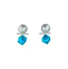Pendientes de Perla de Azúcar Imitación Cristal Azul Marino Estilo Nuevo, Lujo Ligero, Gama Alta, Elegantes, Hermosos y Delicados Pendientes Azules Joyería