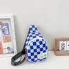 Bolsa Infantil Nova Bolsa Transversal Xadrez Fashion para Menino Mini Bolsa de Peito Smiley de Celebridade da Internet Carteira Casual para Menina