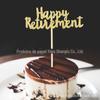 Cartão de bolo de feliz aposentadoria dourado flash criativo inserção de festa de aposentadoria sobremesa decoração de mesa porta palitos