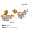 Nuevos Pendientes de Cristal Incrustado de Alta Venta, Pendientes Versátiles de Acero Inoxidable Chapado en Oro de Lujo Ligero para Mujer