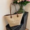 Bolsa de Palha Trançada para Mulheres 2026 Primavera Novo Estilo Bolsa de Mão Trançada de Praia Grande Capacidade Elegante Bolsa Tote para o Dia a Dia